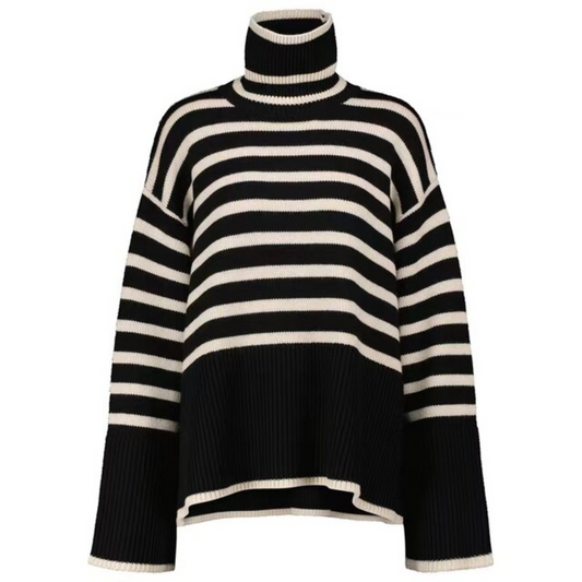 Jersey de cuello alto a rayas para mujer