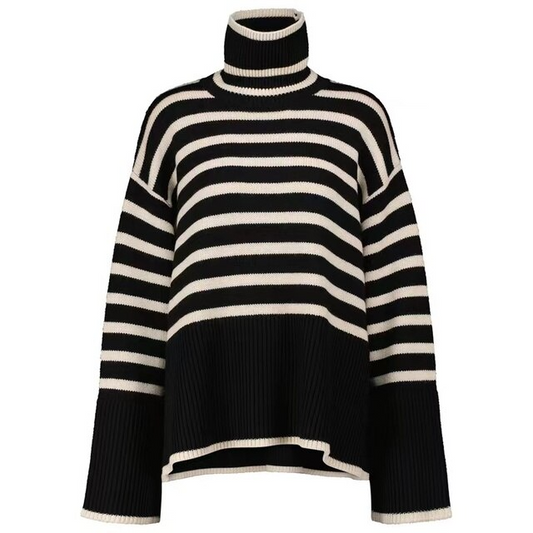 Ishani - Jersey de cuello alto de rayas cálidas para Mujer