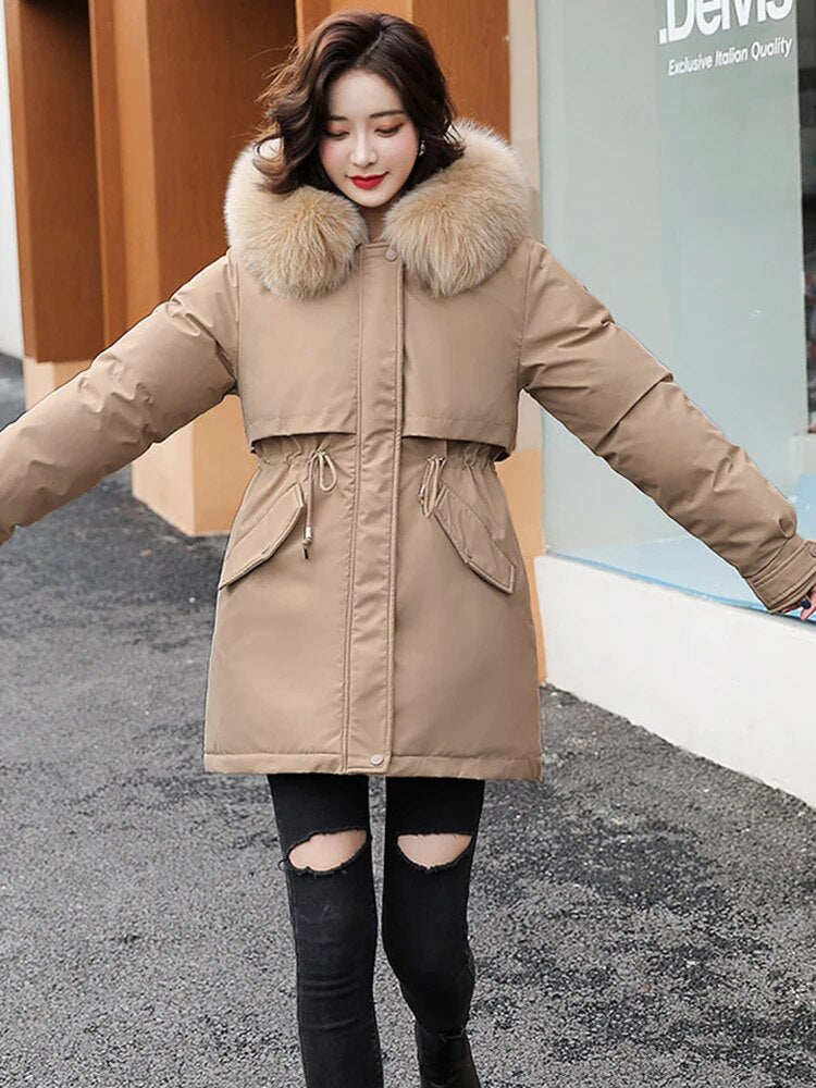Chaqueta suave con capucha para mujer | Parka acolchada cálida | Abrigo cortaviento para mujer