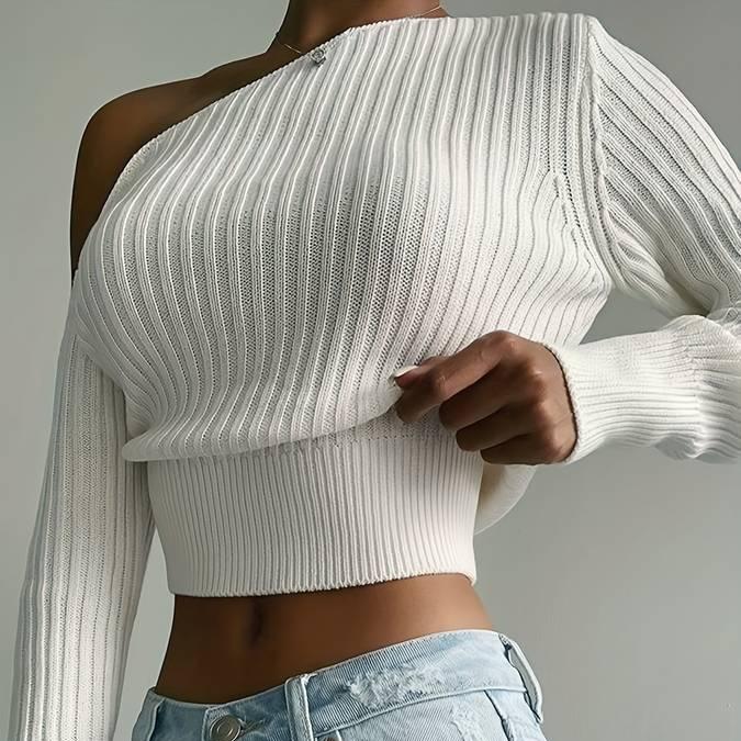 Mira - Jersey corto de punto asimétrico para mujer