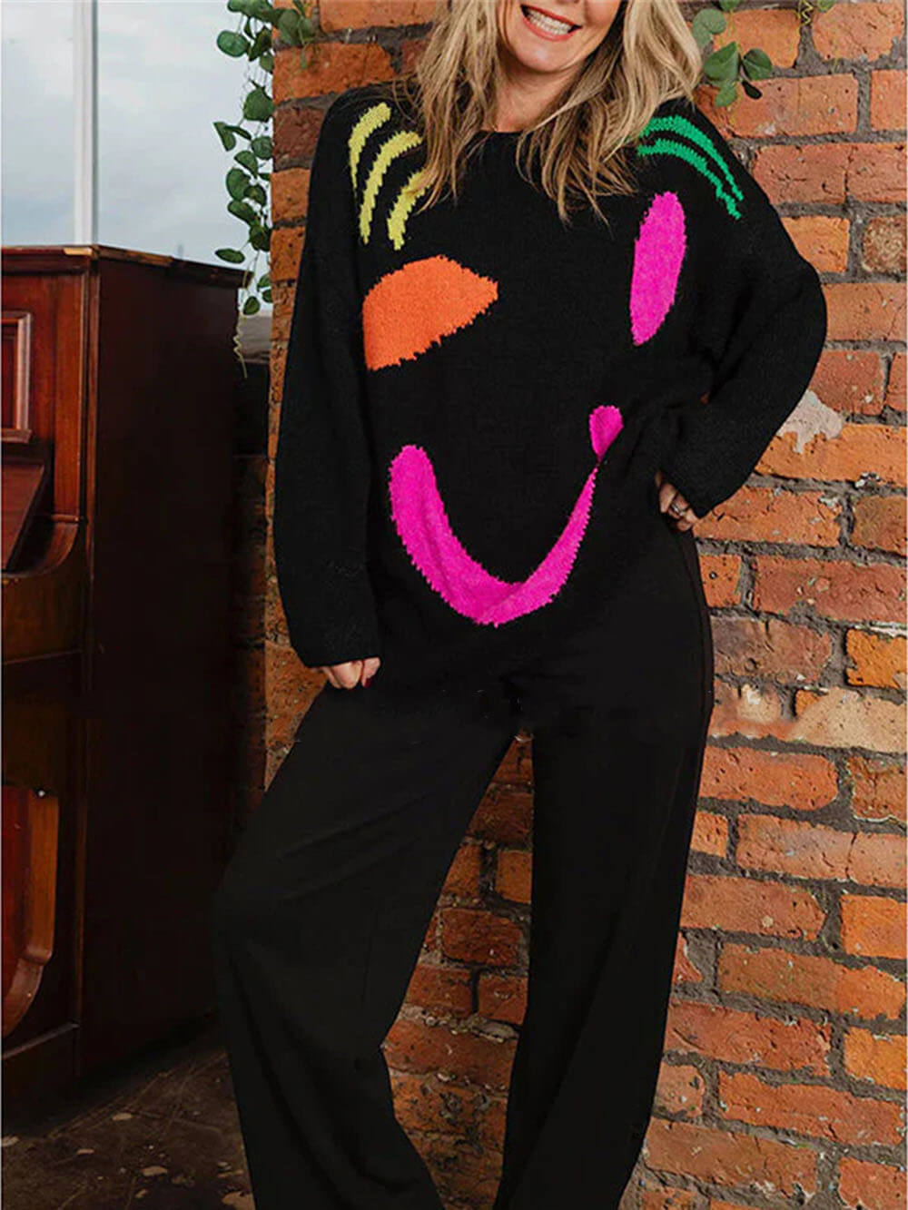 Jersey grande de punto para mujer
