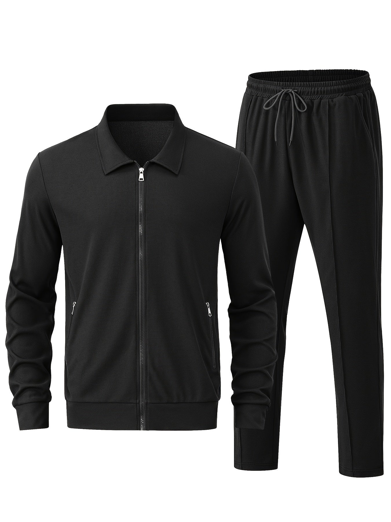 Chaqueta de chándal casual con cremallera y joggers para hombre | Perfecta para actividades al aire libre