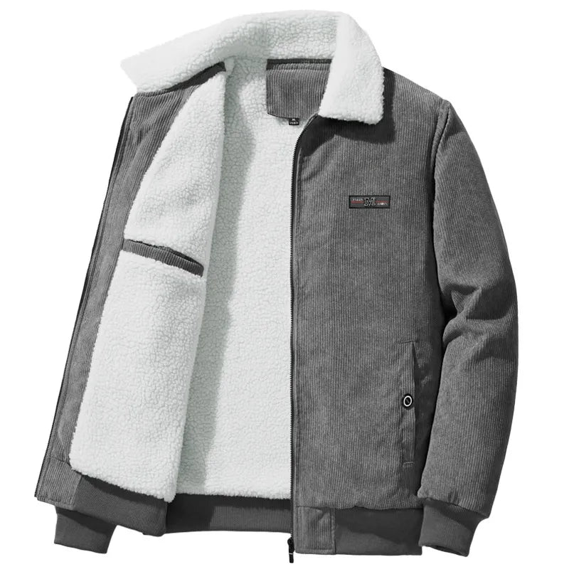 Henry | Abrigo de invierno de canalé con forro polar y cuello alto para hombre