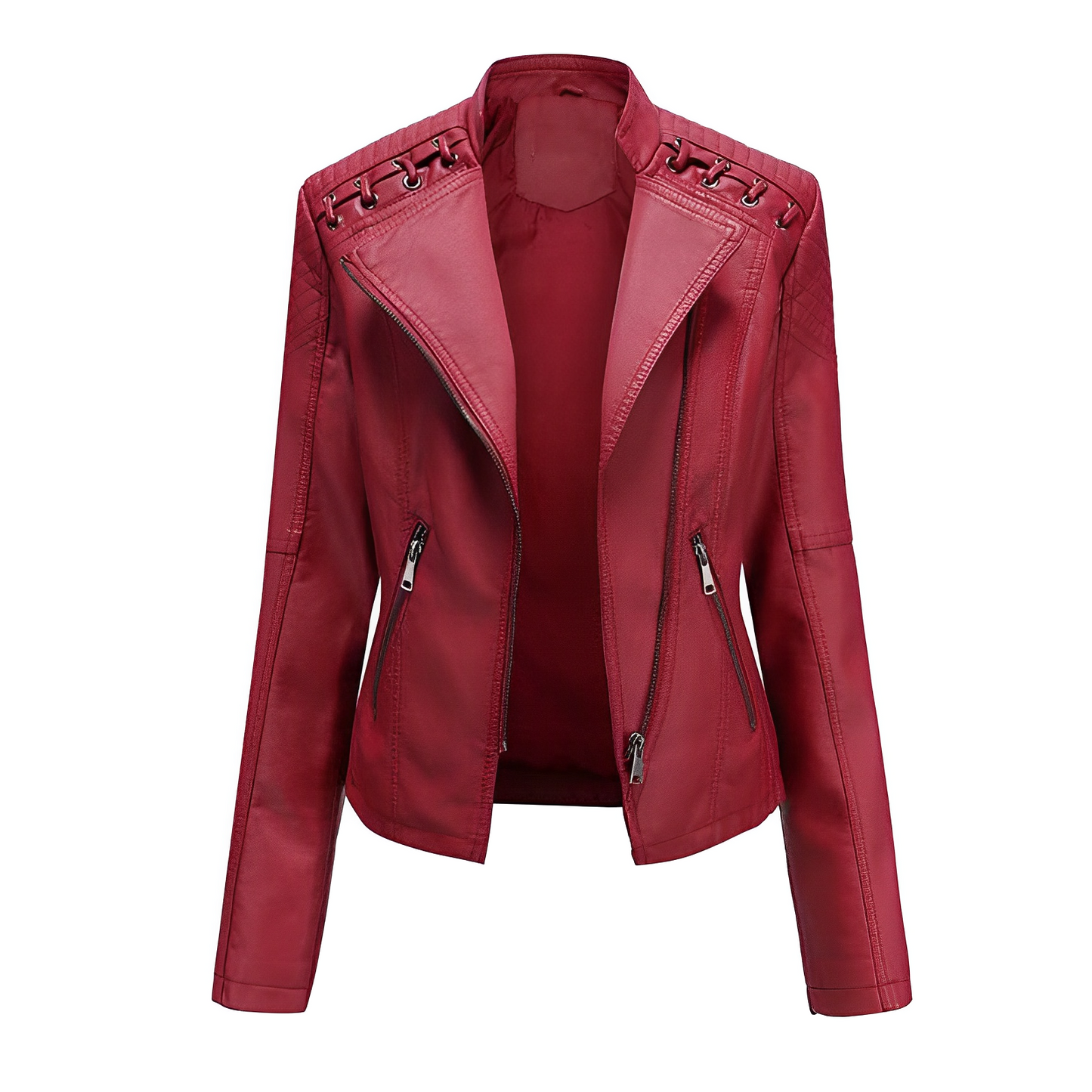 Chaqueta de cuero PU con cremallera