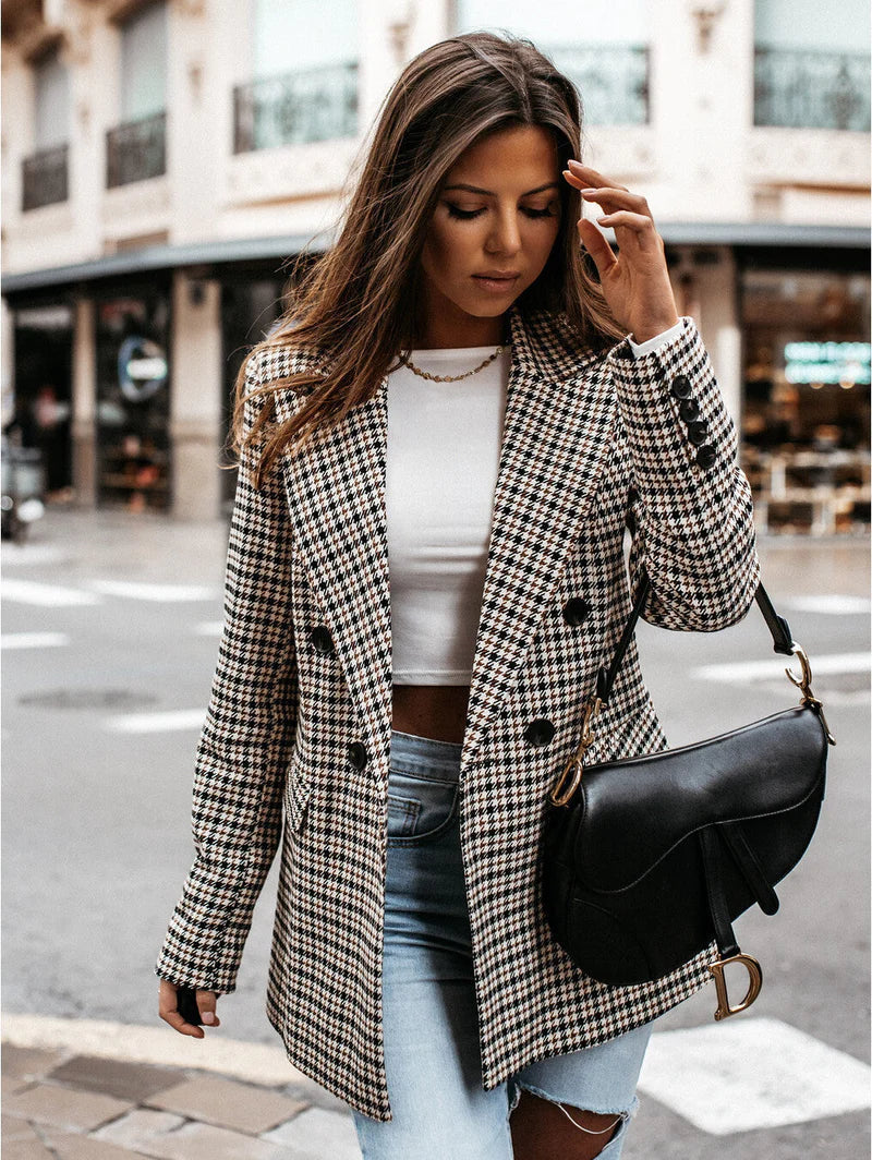 Ruth | Blazer clásico de cuadros para mujer, cómodo y con estilo