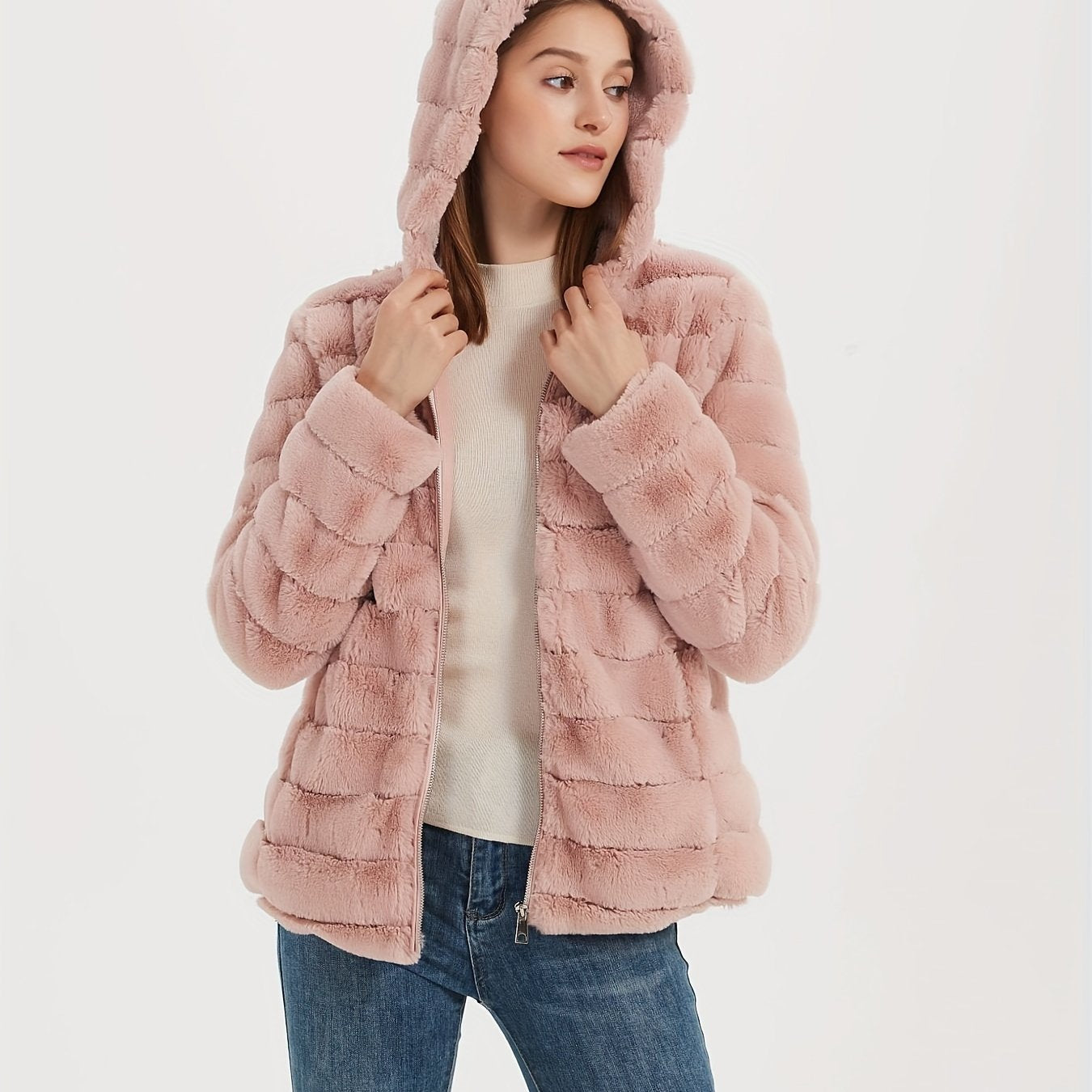 Elise | Elegante abrigo de peluche de color sólido