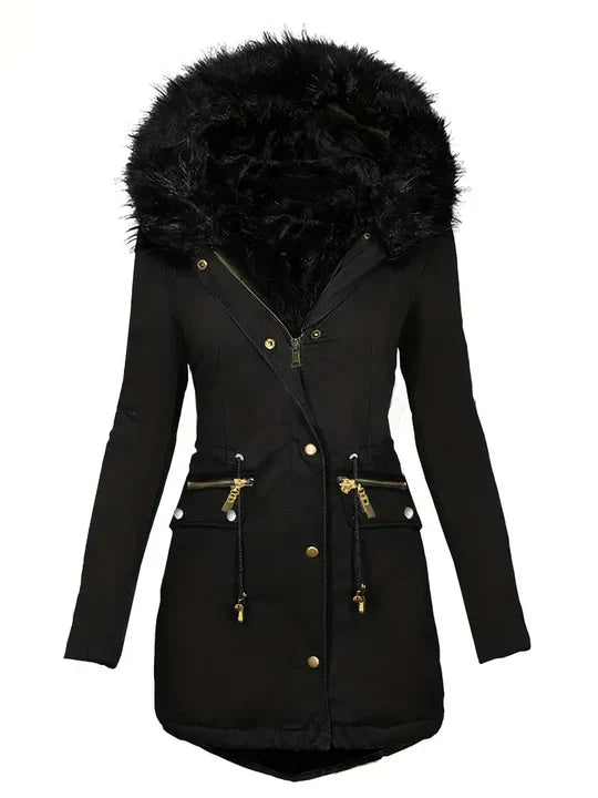 Ruby | parka con capucha de piel sintética y cordón de ajuste