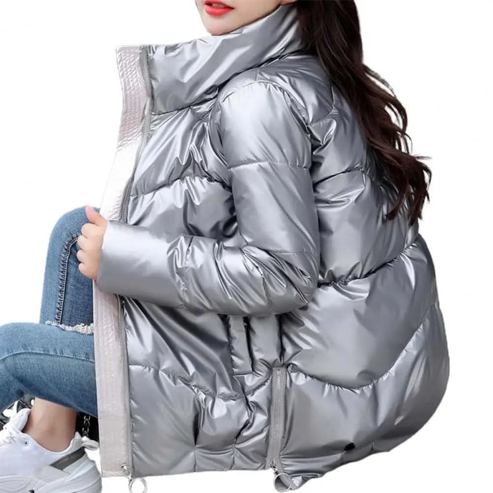 Lujosa chaqueta verde esmeralda para mujer en invierno