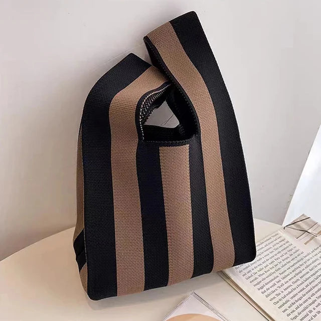 Coralie - Elegante bolso de lona a rayas
