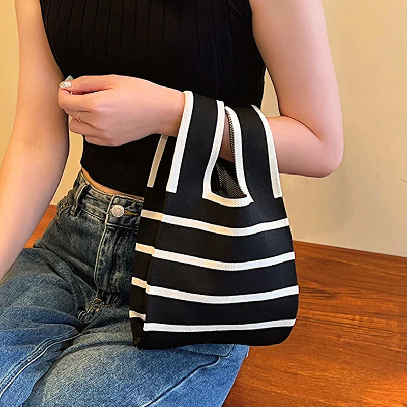 Coralie - Elegante bolso de lona a rayas