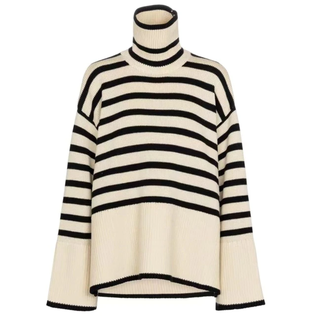 Jersey de cuello alto a rayas para mujer