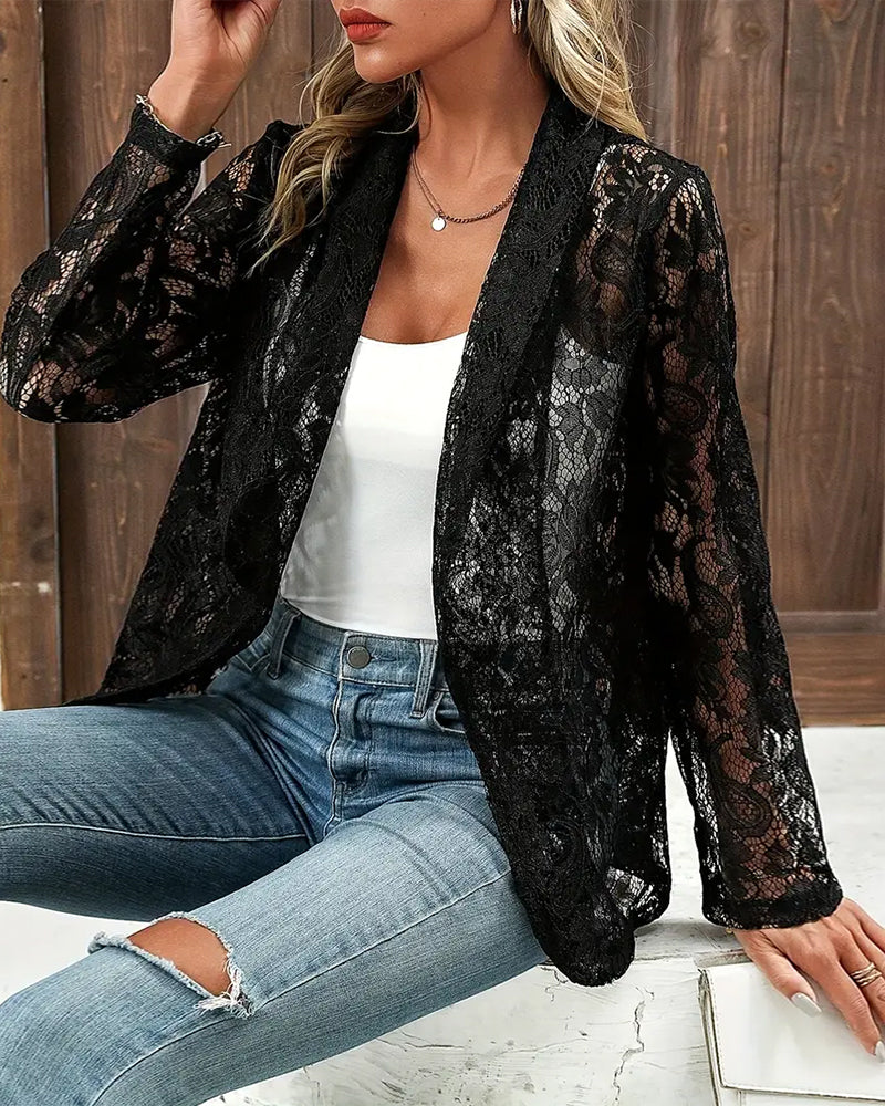 Elegante chaqueta de color sólido y botones