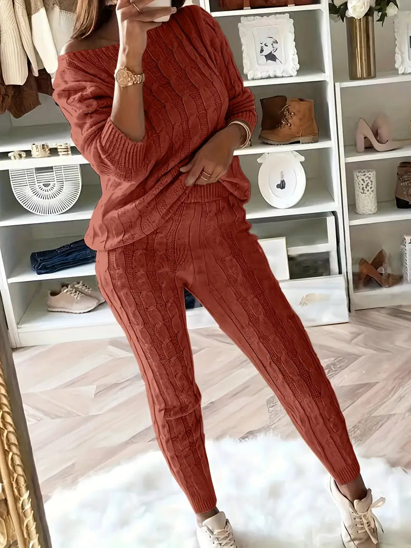 Conjunto de dos piezas para mujer con jersey y pantalón a juego