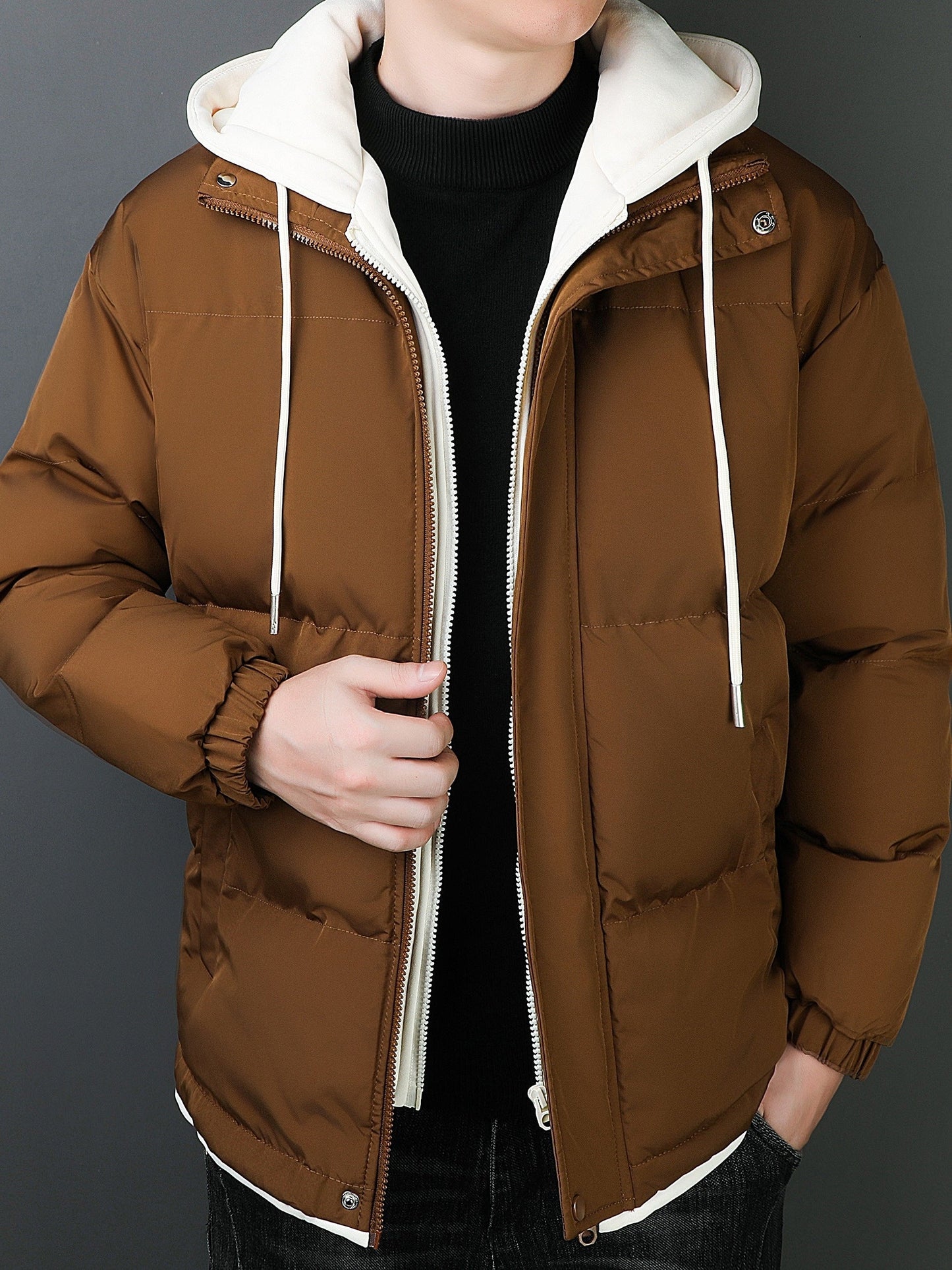 Casual de algodón con capucha de doble acolchado chaqueta de invierno para los hombres | Perfecto para el uso diario