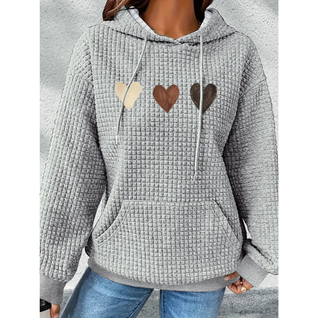 Mila - Sudadera con capucha estampada en forma de corazón para mujer