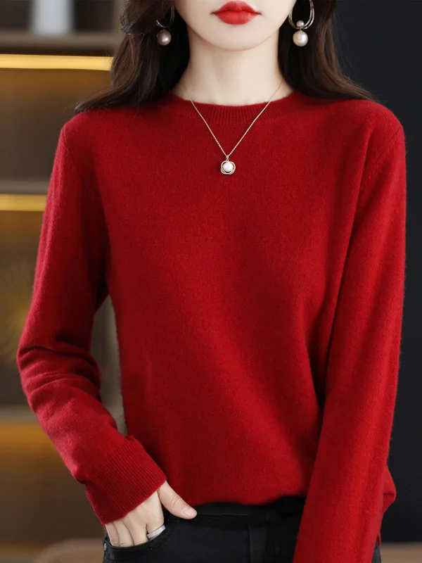 Jersey informal con cuello redondo y mangas largas para un look relajado