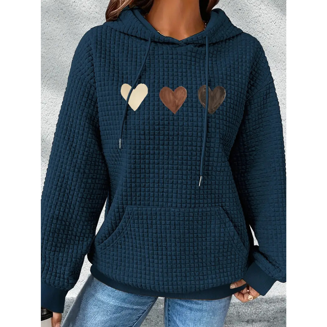 Mila - Sudadera con capucha estampada en forma de corazón para mujer