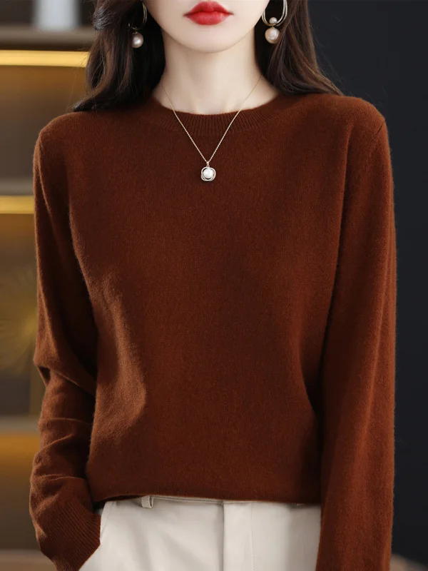 Jersey informal con cuello redondo y mangas largas para un look relajado
