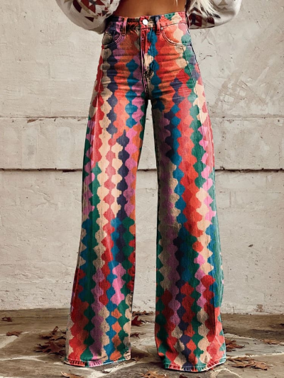 Pantalones retro estampados para mujer