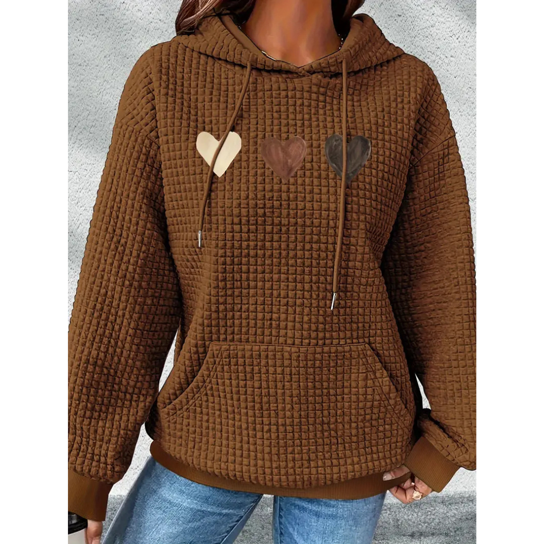 Mila - Sudadera con capucha estampada en forma de corazón para mujer