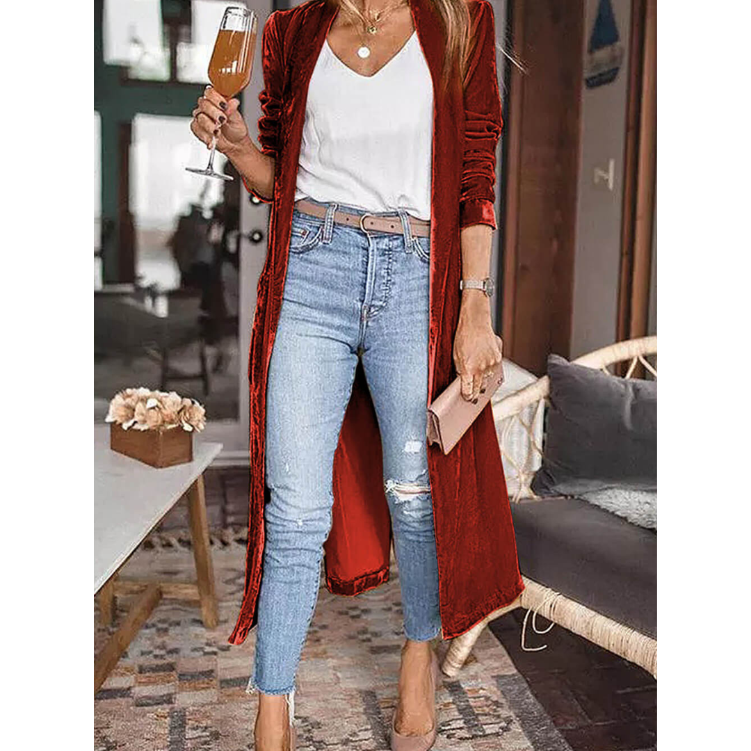 Chaqueta larga elegante para mujer