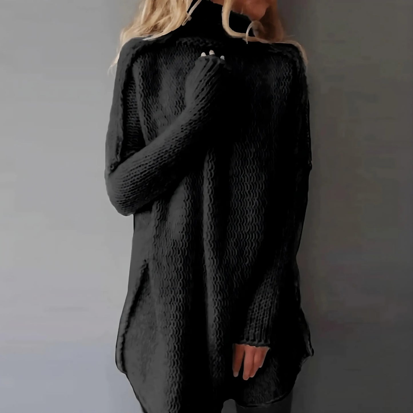 Jersey de punto por cable tejido a mano para mujer