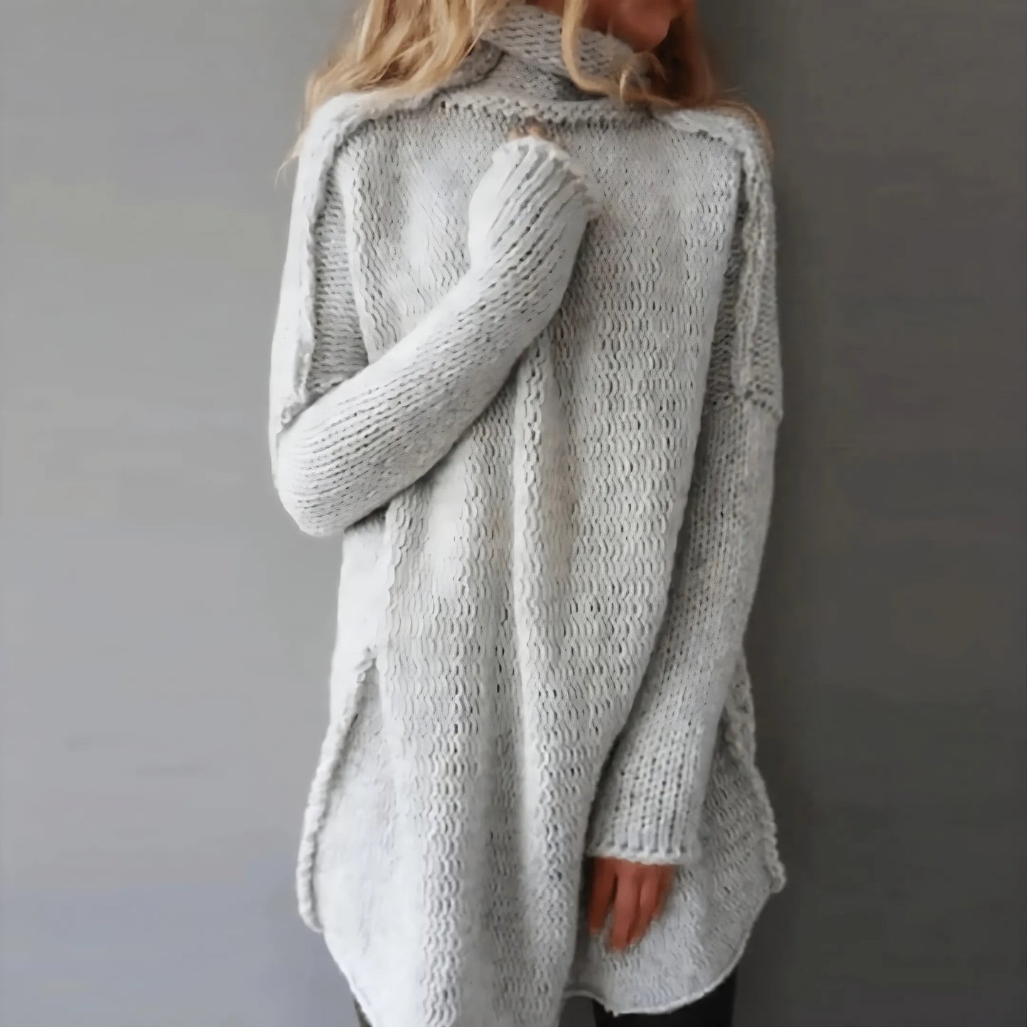 Jersey de punto por cable tejido a mano para mujer