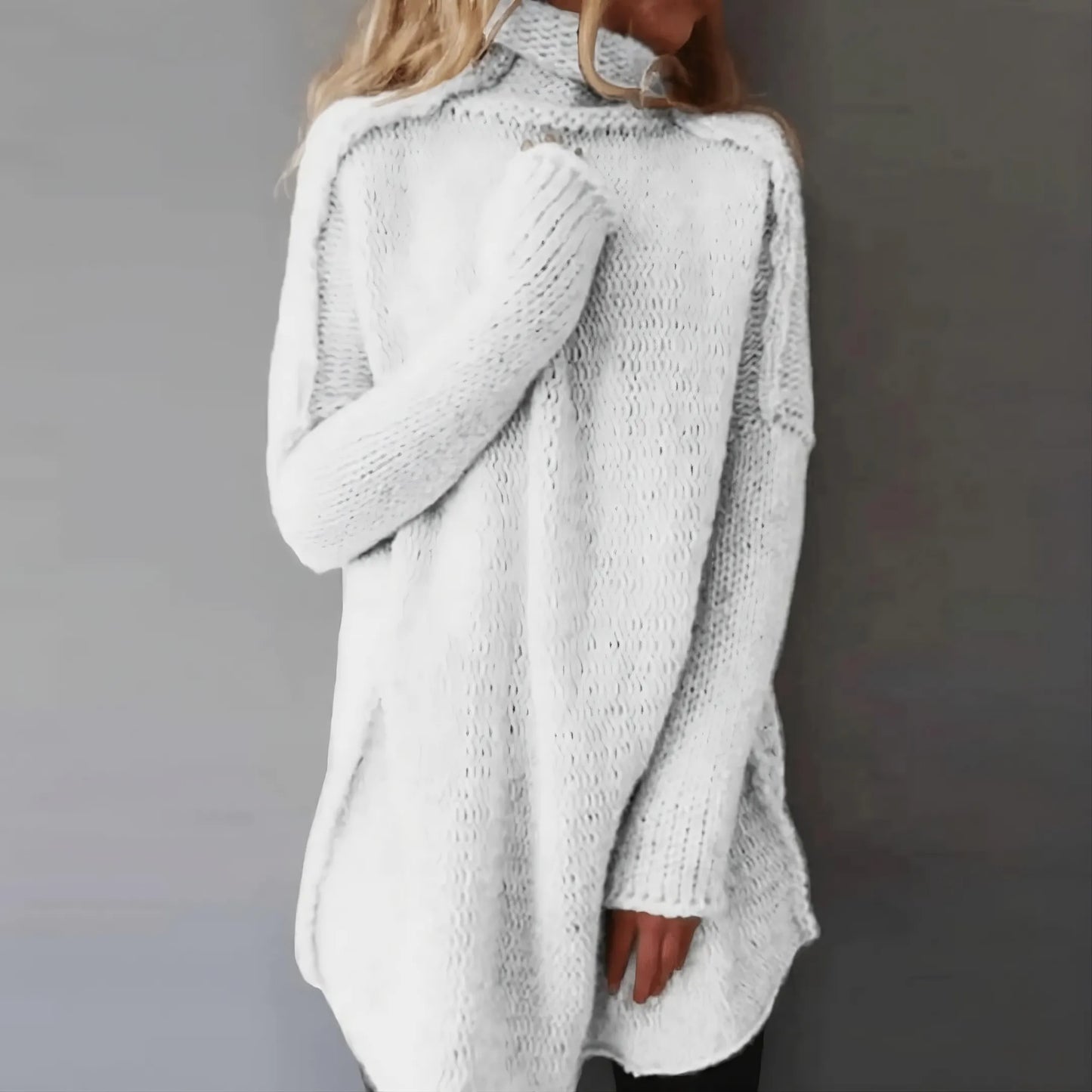 Jersey de punto por cable tejido a mano para mujer