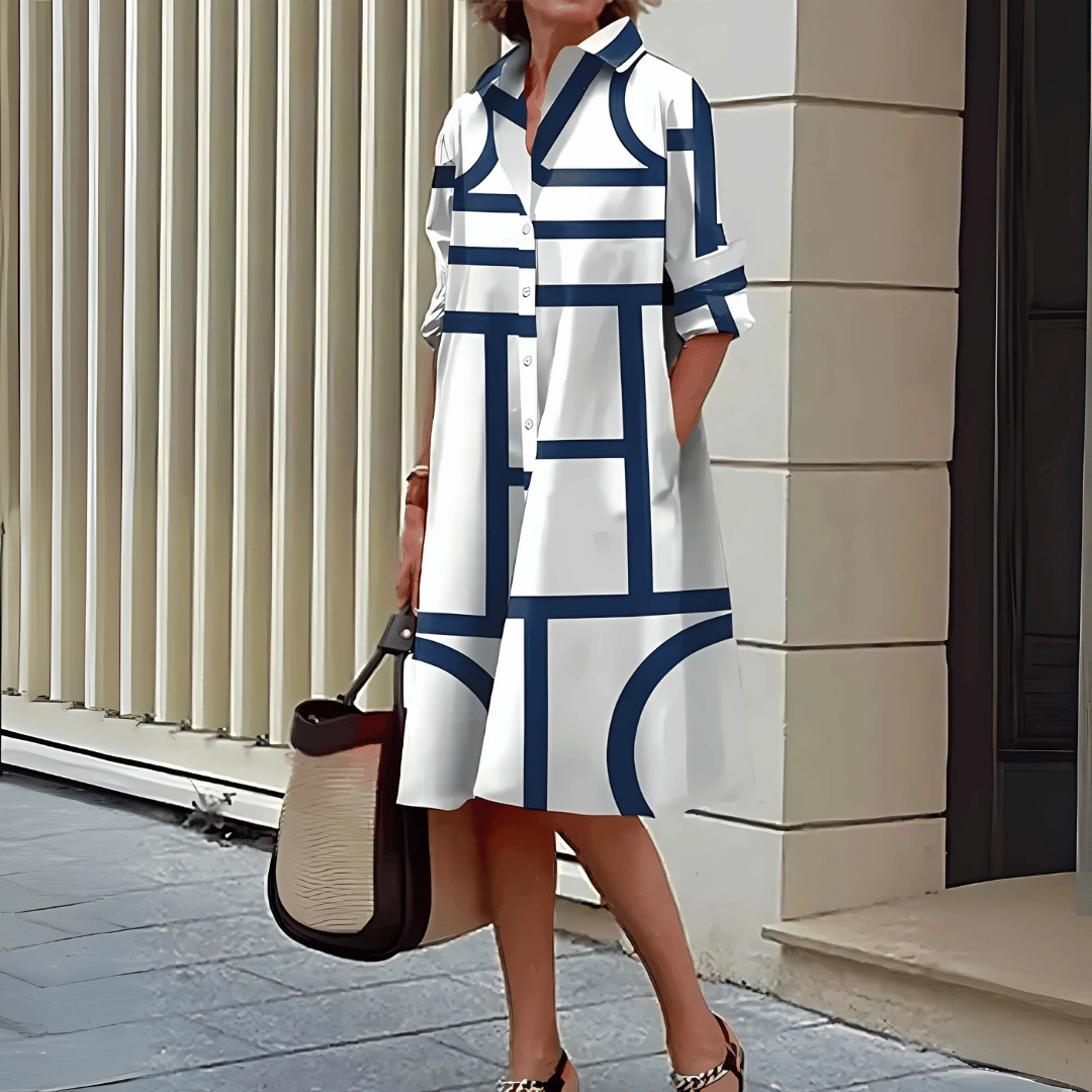 vestido camisero con estampado geométrico para mujer