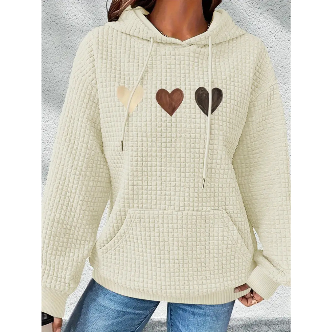 Mila - Sudadera con capucha estampada en forma de corazón para mujer