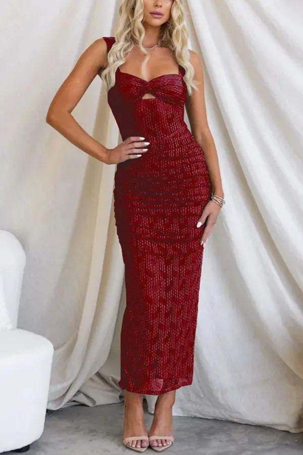 Vestido largo en tul plisado