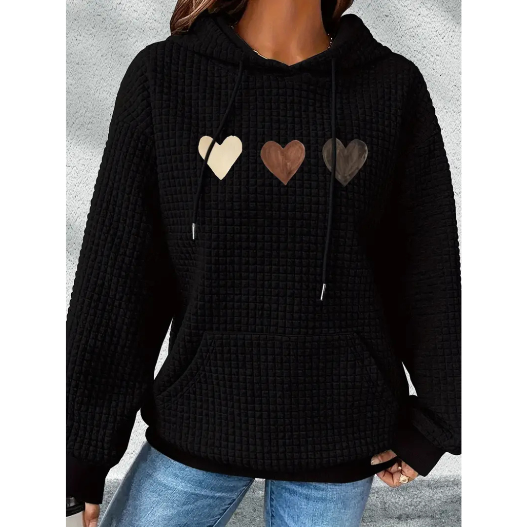 Mila - Sudadera con capucha estampada en forma de corazón para mujer
