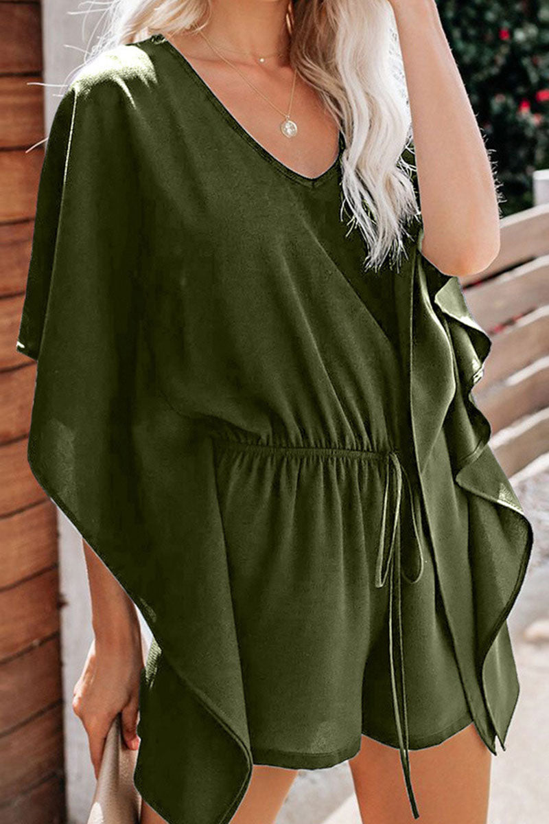 Fashion-casual-sólido-frenillo-en-v-cuello suelto-monos (5 colores)