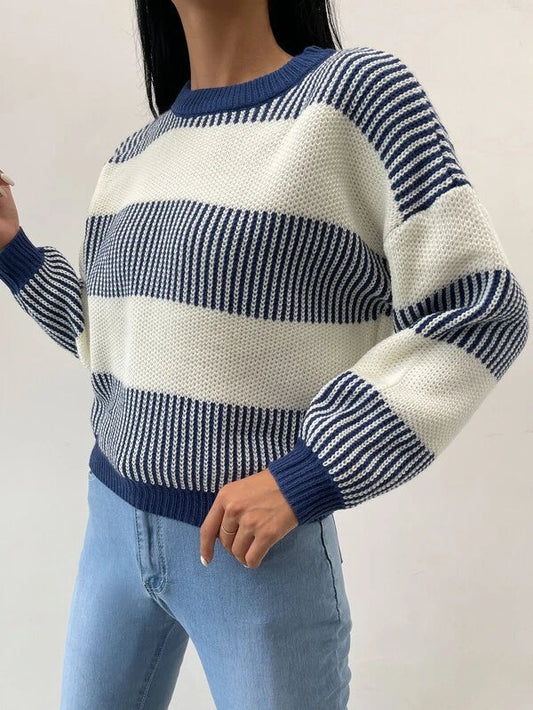Greta - Jersey Casual Rayas Azul Blanco Mujer