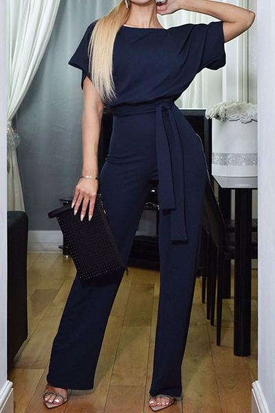 Casual Elegant Solid Patchwork Straight Neck Jumpsuits (6 colores)