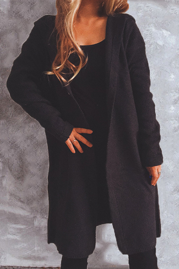 Chaleco Liso con Capucha y Botones, Estilo Casual
