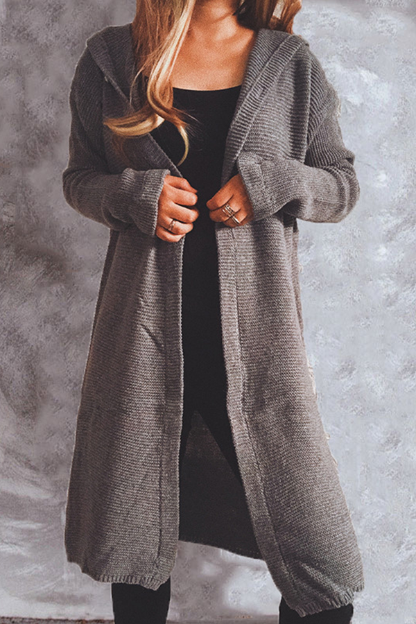 Chaleco Liso con Capucha y Botones, Estilo Casual