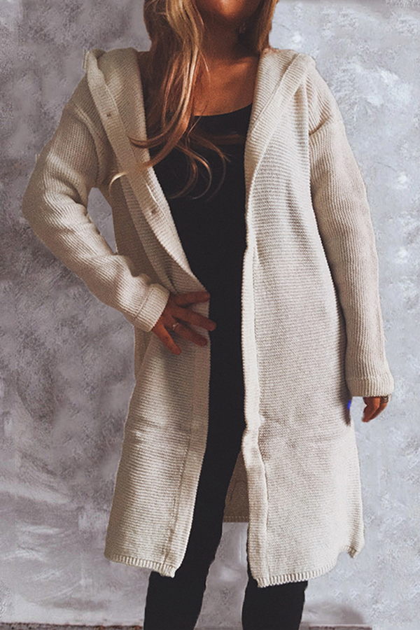 Chaleco Liso con Capucha y Botones, Estilo Casual