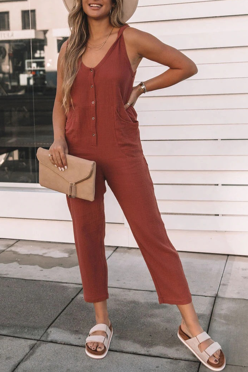 Monos casual de corte liso con escote plano en forma de U