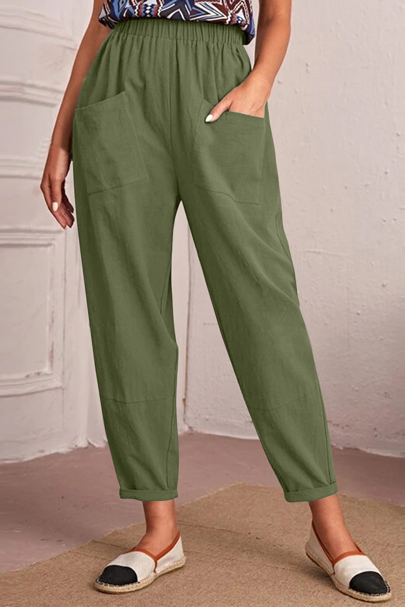 Casual Solid Patchwork Harlan Pantalones de cintura media Harlan Solid Colour