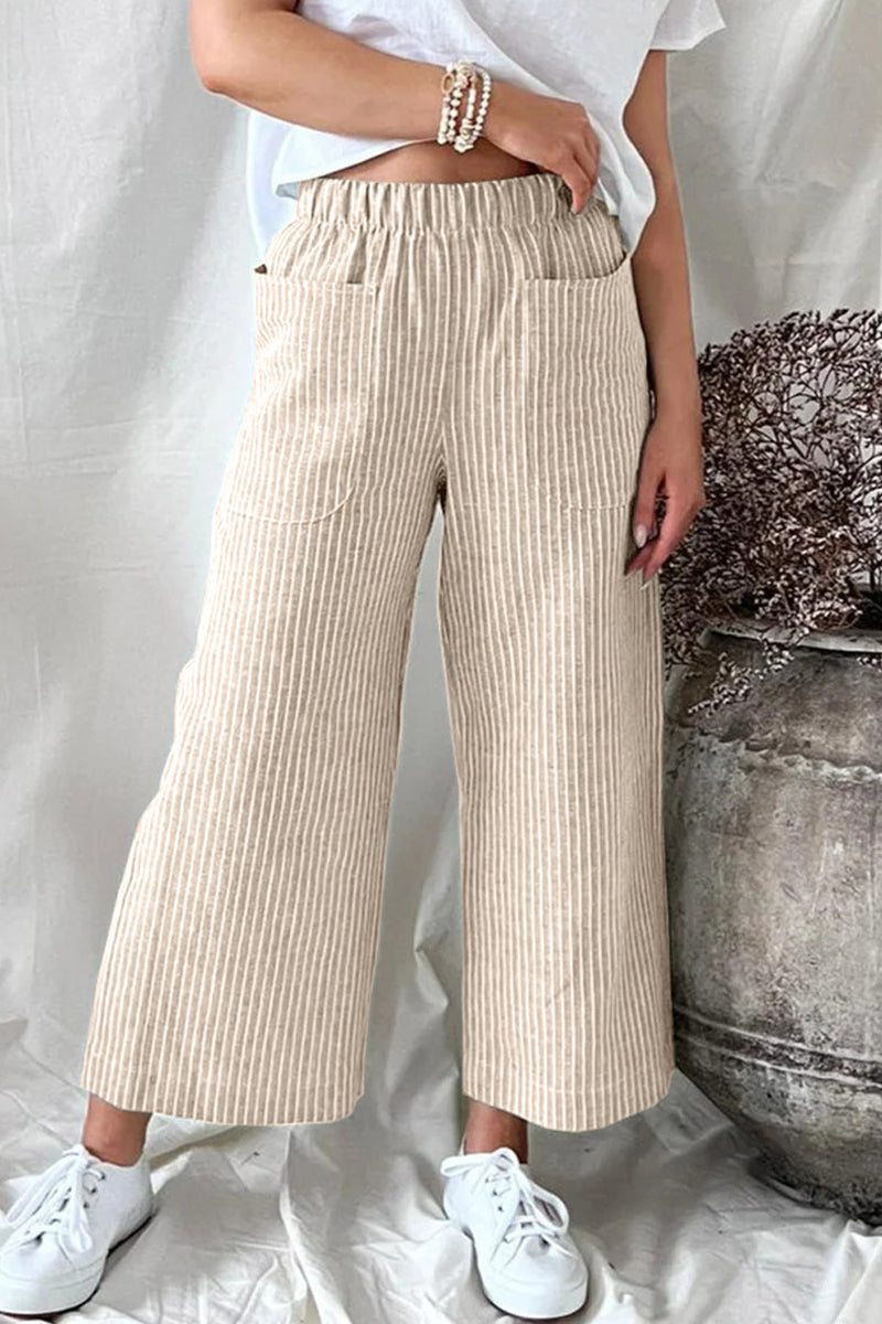 Casual solid pocket Pantalones rectos sueltos (5 colores)