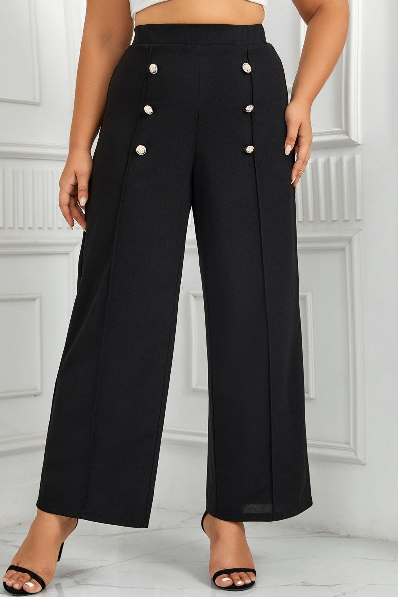 Pantalones Solid Patchwork Plus Size