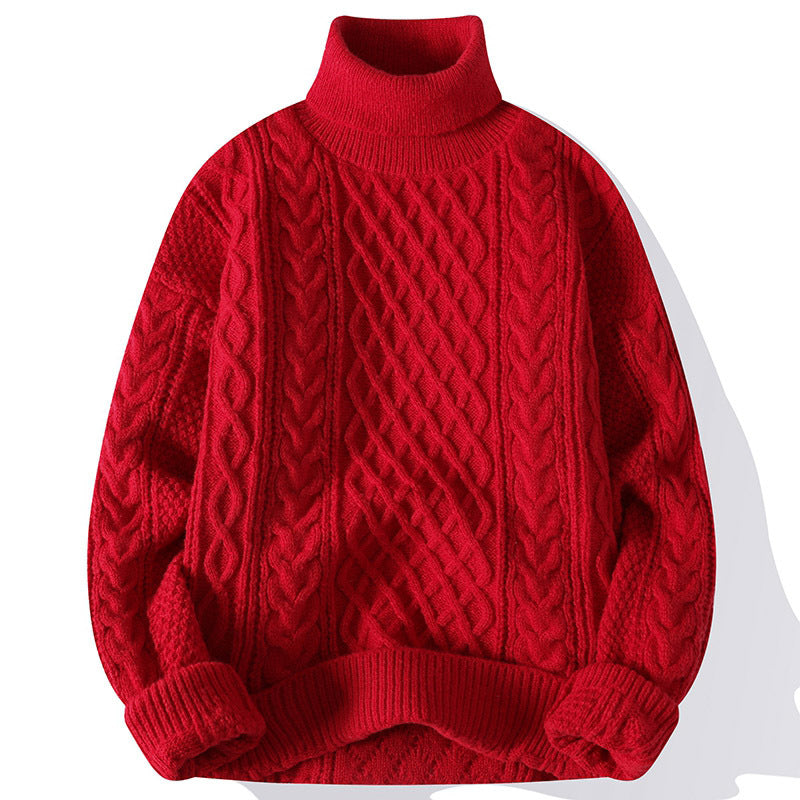 Jersey grueso de cuello alto para hombre para los días fríos