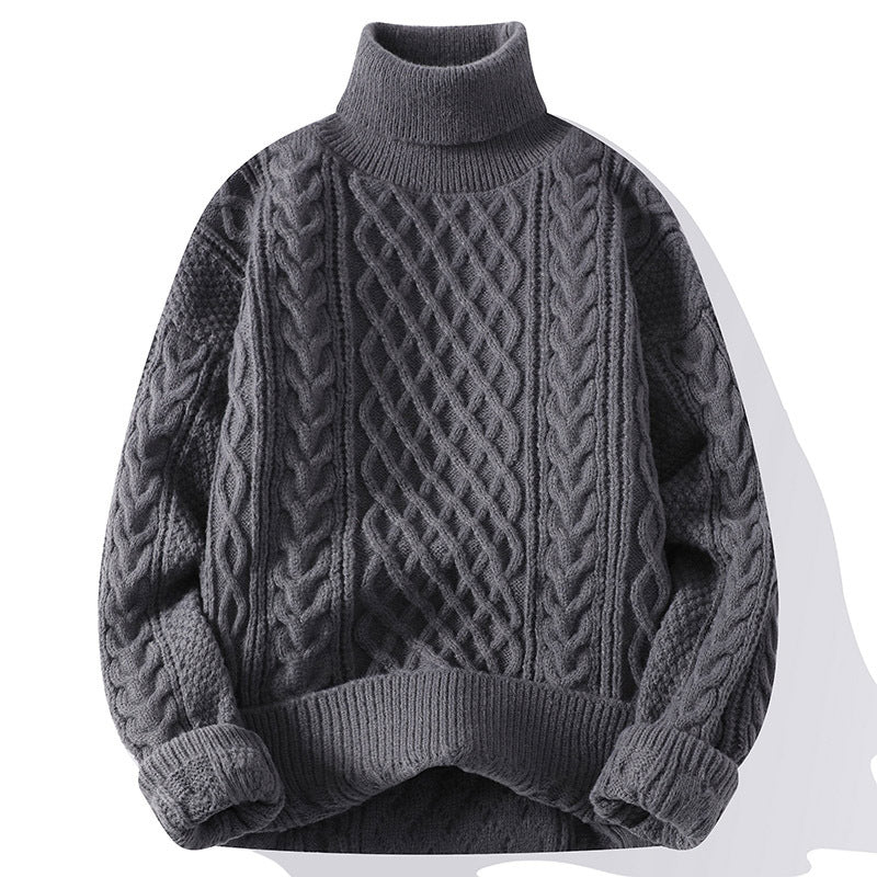 Jersey grueso de cuello alto para hombre para los días fríos