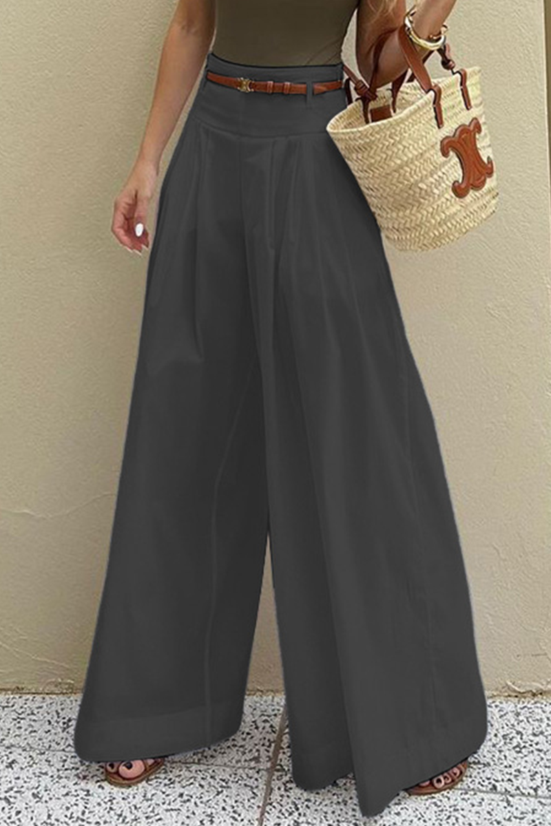 Casual-bolsa-con-cinturón-pantalón suelto de cintura alta y pierna ancha