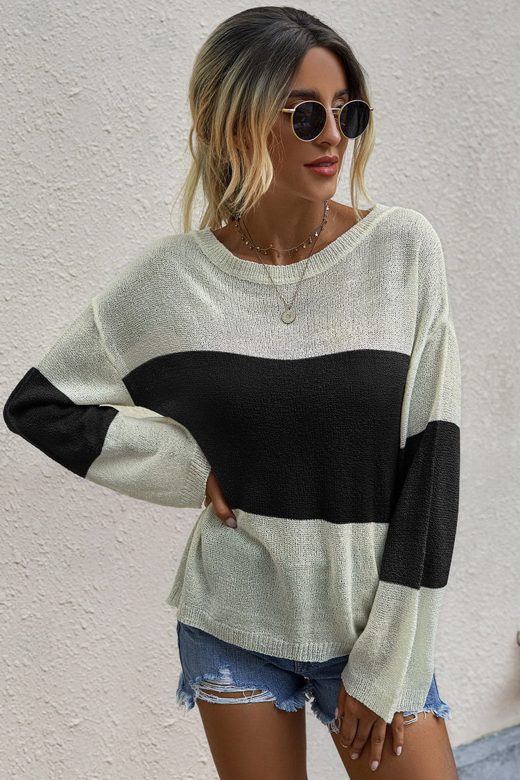 Jersey suelto de cuello redondo para mujer