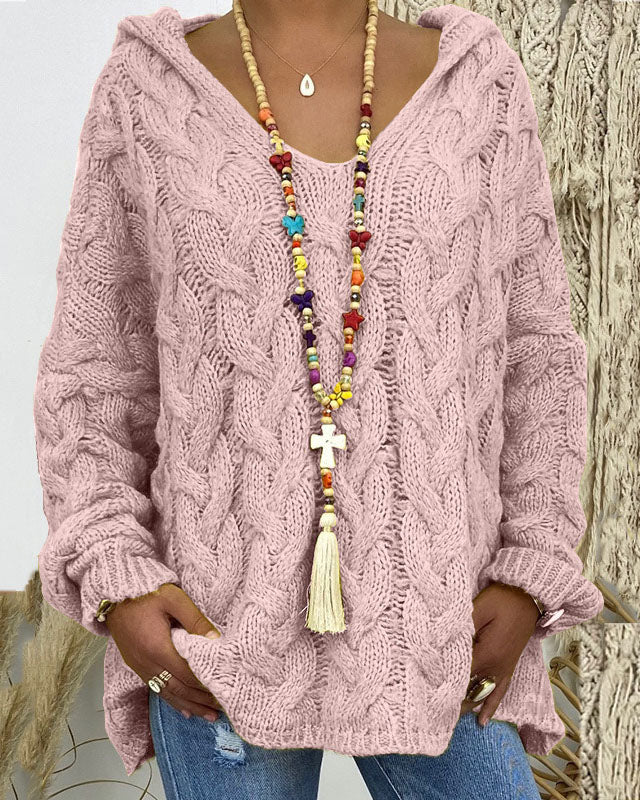 Jersey de punto holgado con capucha para mujer