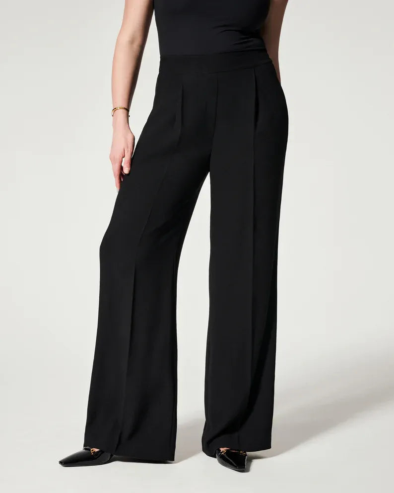 Pantalones anchos plisados para mujer