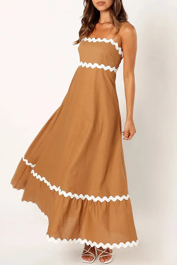 Vestido sin tirantes con cremallera