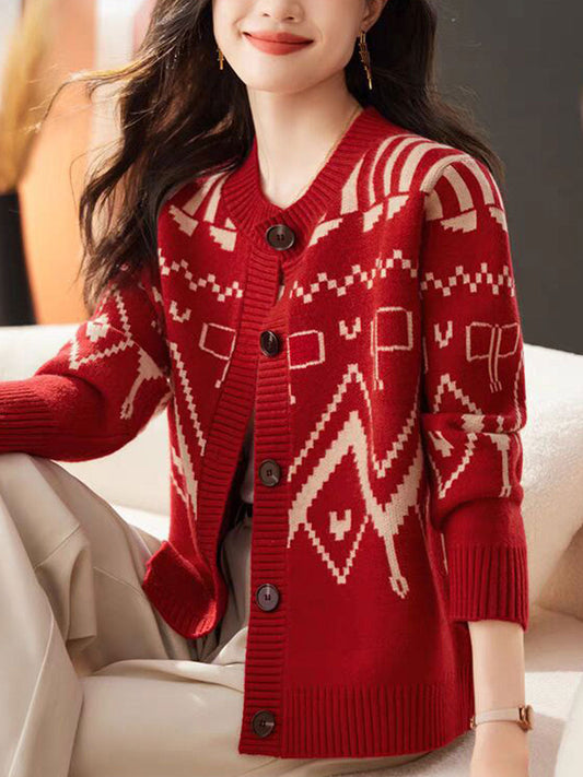 Finnie Cardigan | Chaqueta de punto casual cuello redondo